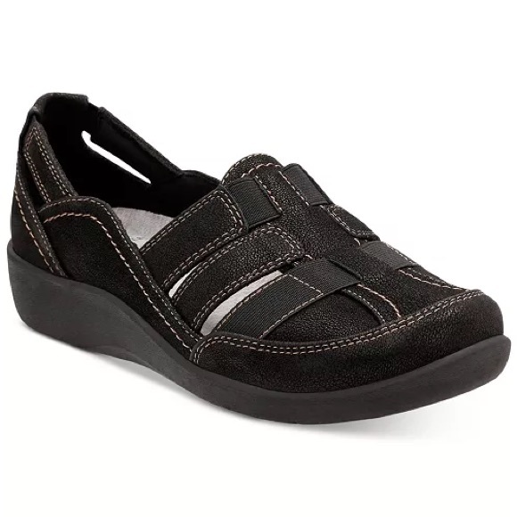 Clarks Cloudsteppers Black Sillian Stork Slip On Flats Shoes Sz 7.5 - Picture 1 of 10